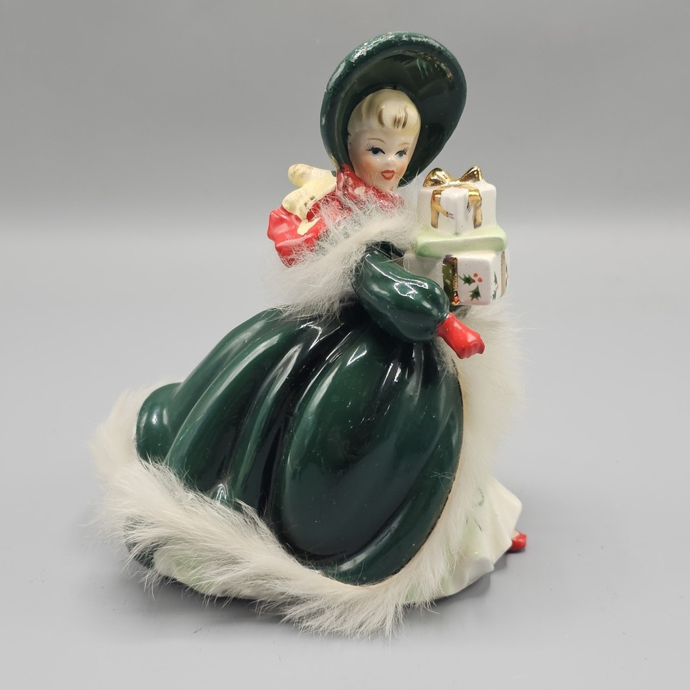 Vintage Napco Christmas Girl W/ Presents 7"  AX4641 Japan